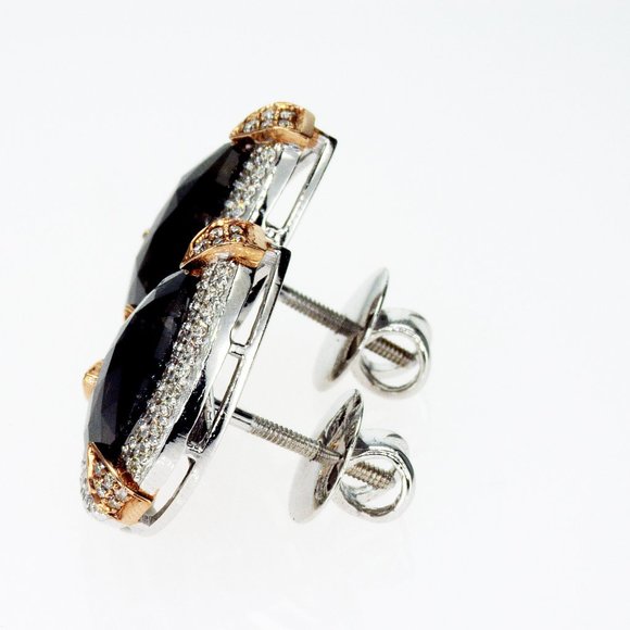 4.97 TCW Rose Cut Diamond Halo Earrings Pear Shape 14K White Gold Fancy Brown - Picture 4 of 7